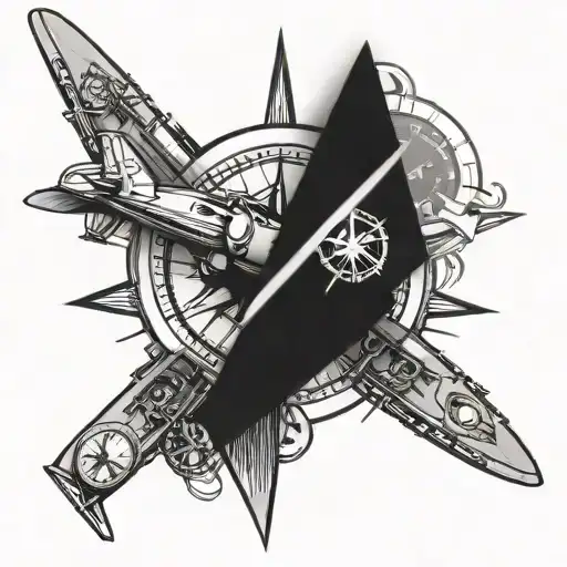 aircraft mechanic with compass tattoo design idea