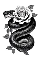 Snake, roses, spotttölpel tattoo design idea