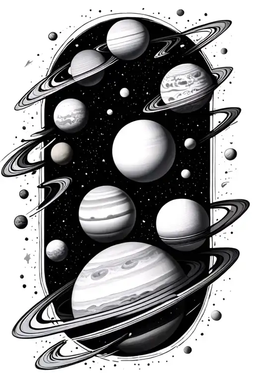 solar system tattoo design idea