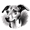 whippet dog face tattoo design idea