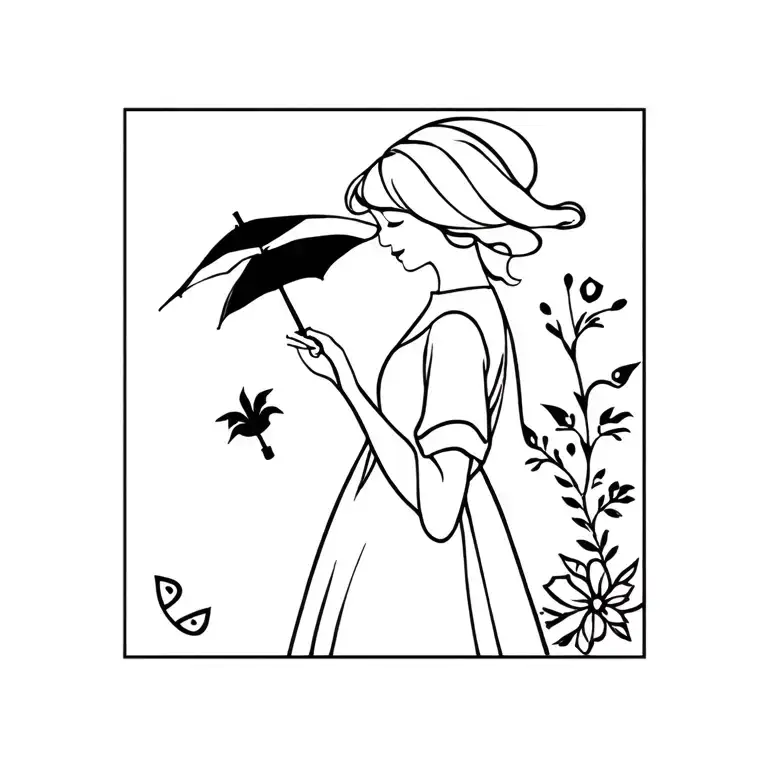 mary poppins inspired boho tattoo design idea