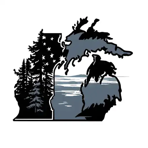 Michigan and Washington state and navy tattoo design idea