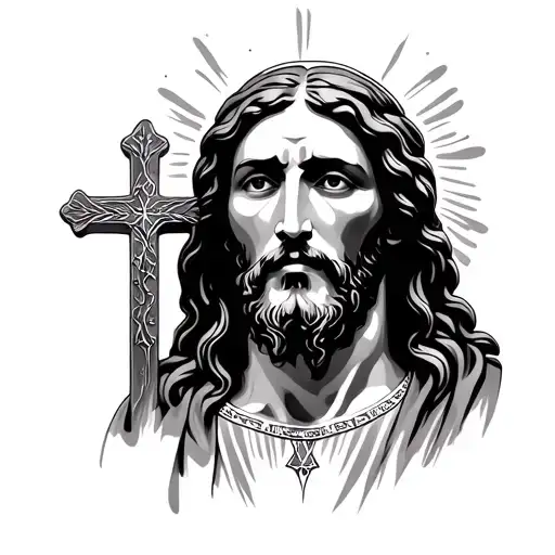 Jesus Christ face, with the cross tattoo tattoo design idea