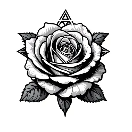 six pedal rose interwoven with a star of David, a scallop shell in the middle tattoo design idea