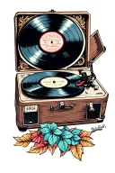 Vinyl record player tattoo design idea