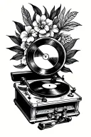 Vinyl record player tattoo design idea