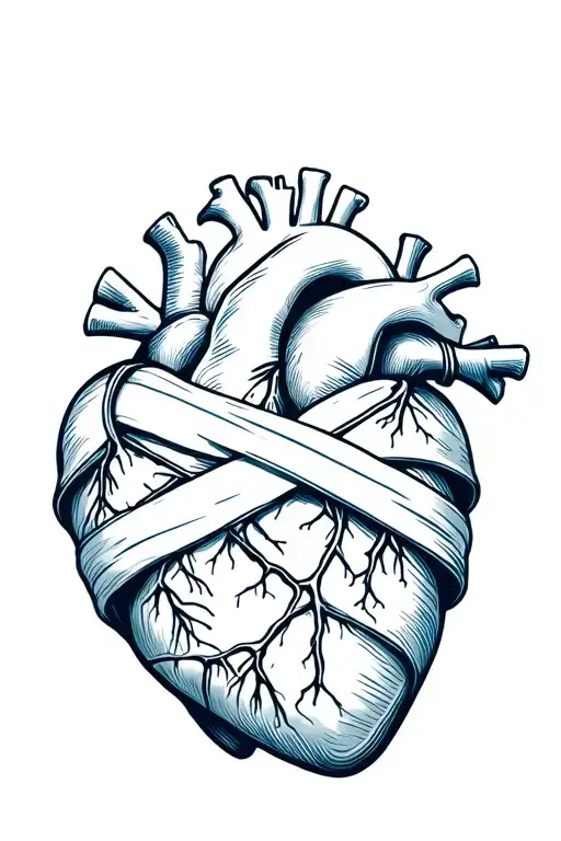 anatomic heart in mummy wrap design inspired tattoo design idea