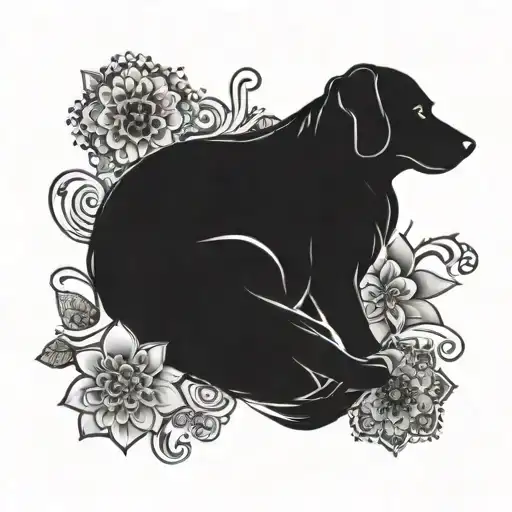 Coverup tattoo with flower, mandala, dog, cat  tattoo design idea