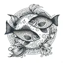 two fishes swimming in a circle inside tattoo design idea