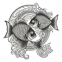 two fishes swimming in a circle inside tattoo design idea