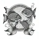 two fishes swimming in a circle inside tattoo design idea