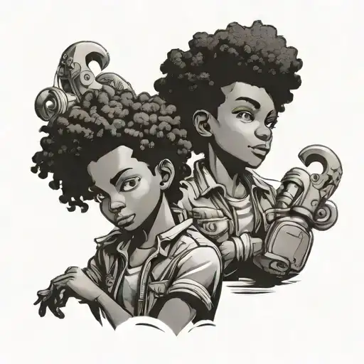 Riley and huey freeman tattoo design idea