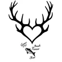 "Gone Bush Forever Free" "Gone Bush Forever Free" "Gone Bush Forever Free" deer antlers making a heart with a fish jumping tattoo design idea