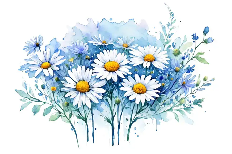 chamomile flowers surrounded tattoo design idea