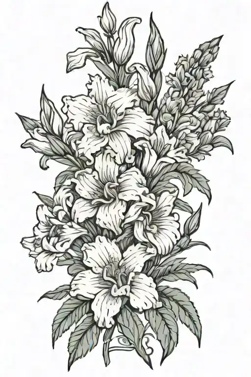 jonquil carnation Gladiolus, gladiolus flower, hollyhock, daisy tattoo design idea
