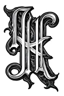 the Letters R I S K set into sections on the forarm in old english font tattoo design idea