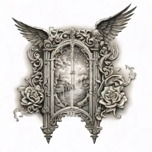 Gates of Heaven with a phrase tattoo design idea