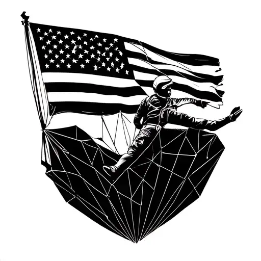 skydiving with flag tattoo design idea
