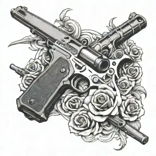 numbar attitude  7  withe guns  tattoo design idea