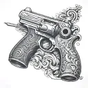 numbar attitude  7  withe guns  tattoo design idea