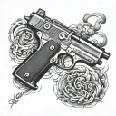 numbar attitude  7  withe guns  tattoo design idea