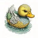 crochet rubber duck colour tattoo design idea