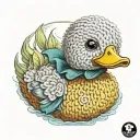 crochet rubber duck colour tattoo design idea