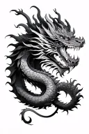 dragon intertwined with oni demon mask tattoo design idea