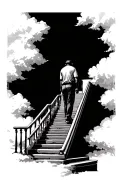Man Walking Up Stairs leading to sky tattoo design idea