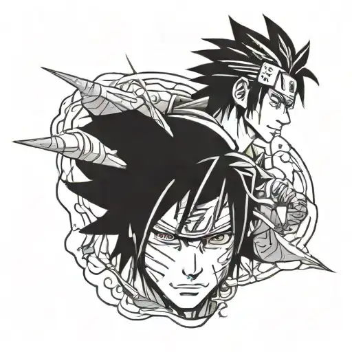 Sasuke Uchiha manga style tattoo running a marathon tattoo design idea