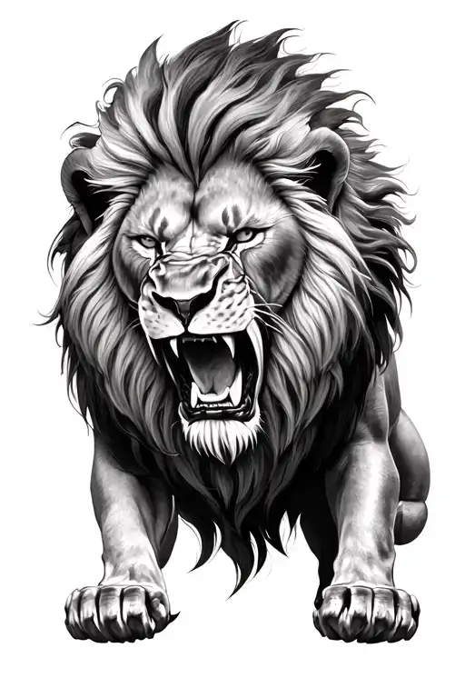 angry lion tattoo design idea
