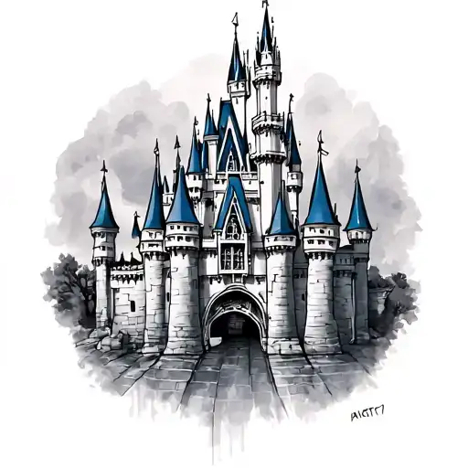 cinderella castle tattoo design idea