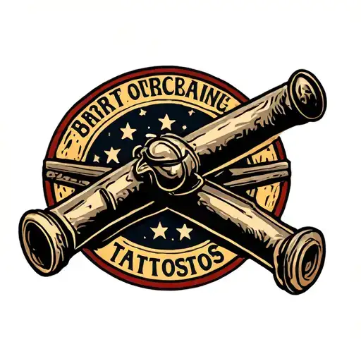 crossed cannons tattoo design idea