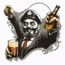 captain Spaulding riding Harley drinking whiskey tattoo design idea