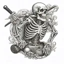 skeleton golfing tattoo design idea