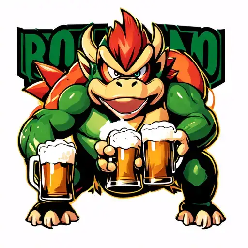 Bowser and Donkey Kong having a beer tattoo design idea