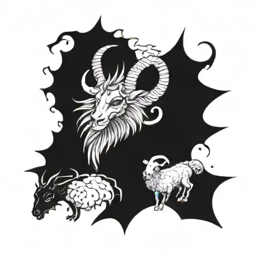 Combine elements of a dragon and a sheep in a unique and mystical design tattoo design idea