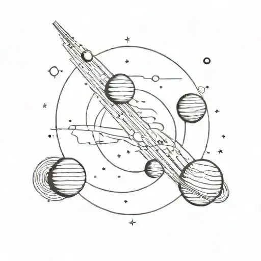 space, sci fi, planets, stars forming tattoo design idea