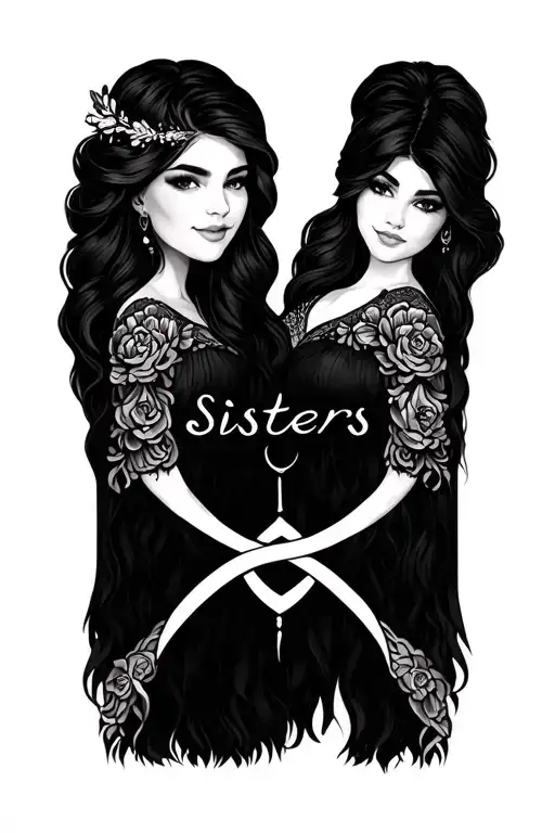 "Sisters" Matching Sisters infinity symbol tattoo design idea