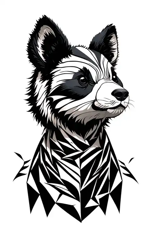 panda fox bear heads wrapped tattoo design idea