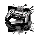 Honda Civic, PlayStation controller y baskeyball tattoo design idea