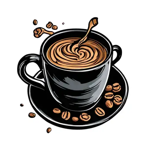 coffee and bones vintage tattoo design idea