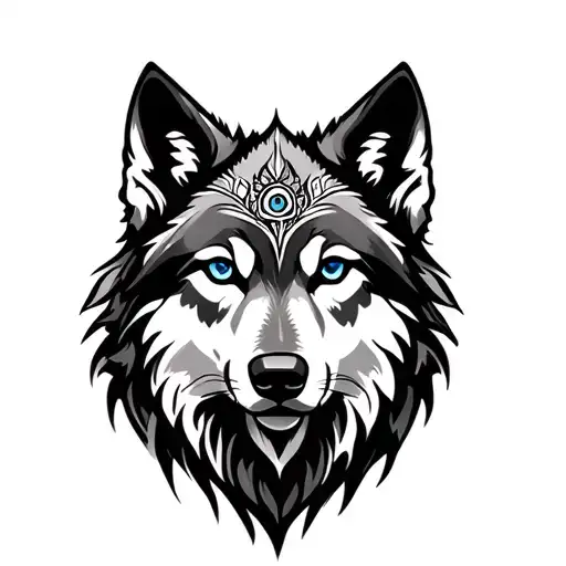 mandala wolf head tattoo design idea