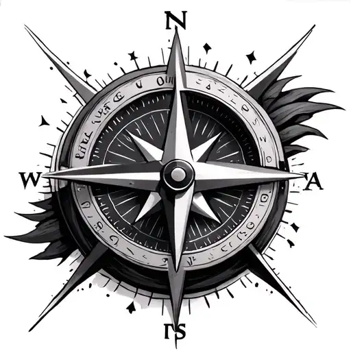 3D compass tattoo design idea