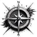 3D compass tattoo design idea
