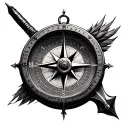 3D compass tattoo design idea