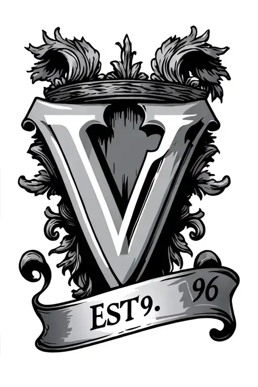crest featuring a capital V letter with Est. 96 tattoo design idea