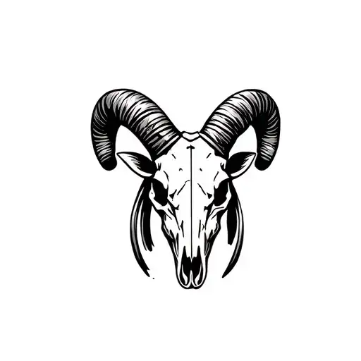 Create a stencil of a Aftican warrior, wearing a ram skull to symbolize strength and courage tattoo design idea