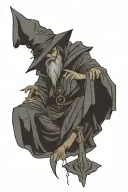 medieval wizard casting a spell tattoo design idea