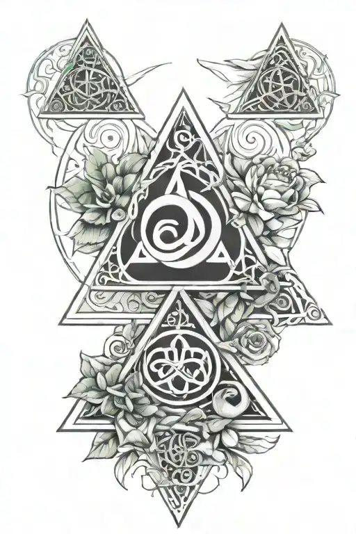 triquetra triangle, garden of delights, emerald tablet tattoo design idea